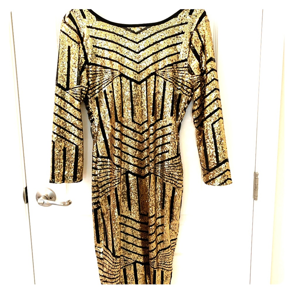 Sequence gold dress